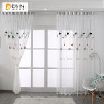 DIHINHOME Home Textile Sheer Curtain DIHIN HOME Cartoon Pendent Lamp Embroidered,Sheer Curtain,Grommet Window Curtain for Living Room ,52x63-inch,1 Panel