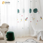 DIHINHOME Home Textile Sheer Curtain DIHIN HOME Cartoon Space and Rocket Embroidered Day Curtain ,Sheer Curtain, Grommet Window Curtain for Living Room ,52x63-inch,1 Panel