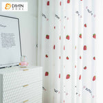 DIHINHOME Home Textile Sheer Curtain DIHIN HOME Cartoon Strawberry Embroidered Sheer Curtain, Grommet Window Curtain for Living Room ,52x63-inch,1 Panel