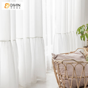 DIHINHOME Home Textile Sheer Curtain DIHIN HOME Children Room White Lace Sheer Curtain,Grommet Window Curtain for Living Room ,52x63-inch,1 Panel