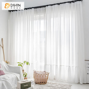 DIHINHOME Home Textile Sheer Curtain DIHIN HOME Children Room White Lace Sheer Curtain,Grommet Window Curtain for Living Room ,52x63-inch,1 Panel