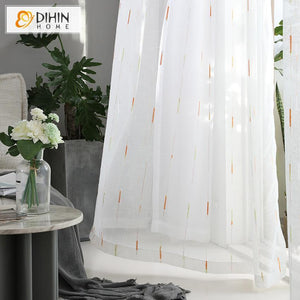 DIHINHOME Home Textile Sheer Curtain DIHIN HOME  Cotton Linen Meteor Shower Shape ,Sheer Curtain, Grommet Window Curtain for Living Room ,52x63-inch,1 Panel