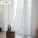 DIHINHOME Home Textile Sheer Curtain DIHIN HOME  Cotton Linen Simple Stripes ,Sheer Curtain, Grommet Window Curtain for Living Room ,52x63-inch,1 Panel