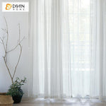 DIHINHOME Home Textile Sheer Curtain DIHIN HOME  Cotton Linen Simple Stripes ,Sheer Curtain, Grommet Window Curtain for Living Room ,52x63-inch,1 Panel