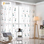 DIHINHOME Home Textile Sheer Curtain DIHIN HOME Cute Giraffe Embroidered,Sheer Curtain,Blackout Grommet Window Curtain for Living Room ,52x63-inch,1 Panel