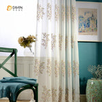 DIHINHOME Home Textile Sheer Curtain DIHIN HOME Embroidered Sheer Curtains ,Cotton Linen ,Day Curtain Grommet Window Curtain for Living Room ,52x63-inch,1 Panel