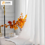 DIHIN HOME European High Quality White Jacquard Sheer Curtain,Grommet Window Curtain for Living Room ,52x63-inch,1 Panel