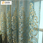 DIHIN HOME European Luxury Embroidered Sheer Curtain, Grommet Window Curtain for Living Room ,52x63-inch,1 Panel