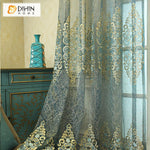 DIHIN HOME European Luxury Embroidered Sheer Curtain, Grommet Window Curtain for Living Room ,52x63-inch,1 Panel