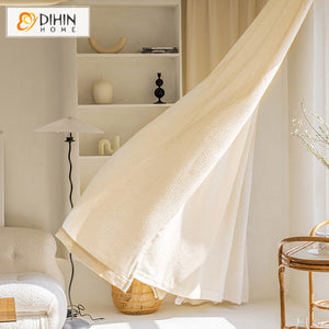 DIHINHOME Home Textile Sheer Curtain DIHIN HOME European Luxury Geometric Jacquard,Grommet Window Sheer Curtain for Living Room ,52x63-inch,1 Panel