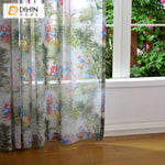 DIHINHOME Home Textile Sheer Curtain DIHIN HOME European Printed Sheer Curtain, Grommet Window Curtain for Living Room ,52x63-inch,1 Panelriped