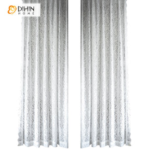 DIHINHOME Home Textile Sheer Curtain DIHIN HOME European White Lace Sheer Curtain,Grommet Window Curtain for Living Room ,52x63-inch,1 Panel