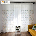 DIHINHOME Home Textile Sheer Curtain DIHIN HOME Exquisite Flowers Embroidered,Sheer Curtain,Blackout Grommet Window Curtain for Living Room ,52x63-inch,1 Panel