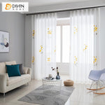 DIHIN HOME Fashion Ink Painting Yellow Flowers Tulle,Sheer Curtain, Grommet Window Curtain for Living Room ,52x63-inch,1 Panel