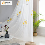 DIHIN HOME Fashion Ink Painting Yellow Flowers Tulle,Sheer Curtain, Grommet Window Curtain for Living Room ,52x63-inch,1 Panel