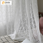 DIHINHOME Home Textile Sheer Curtain DIHIN HOME Fashion White Jacquard,Sheer Curtain, Grommet Window Curtain for Living Room ,52x63-inch,1 Panel