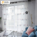 DIHIN HOME Garden Embroidery Window Screening ,Sheer Curtain, Grommet Window Curtain for Living Room ,52x63-inch,1 Panel