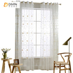 DIHINHOME Home Textile Sheer Curtain DIHIN HOME Garden Twigs Embroidered Sheer Curtain,Grommet Window Curtain for Living Room ,52x63-inch,1 Panel