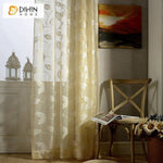 DIHINHOME Home Textile Sheer Curtain DIHIN HOME Golden Leaves Embroidered,Sheer Curtain,Blackout Grommet Window Curtain for Living Room ,52x63-inch,1 Panel