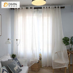 DIHINHOME Home Textile Sheer Curtain DIHIN HOME Golden Stripes Embroidered,Sheer Curtain,Blackout Grommet Window Curtain for Living Room ,52x63-inch,1 Panel