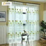 DIHINHOME Home Textile Sheer Curtain DIHIN HOME Green Sunflower Embroidered,Sheer Curtain,Blackout Grommet Window Curtain for Living Room ,52x63-inch,1 Panel