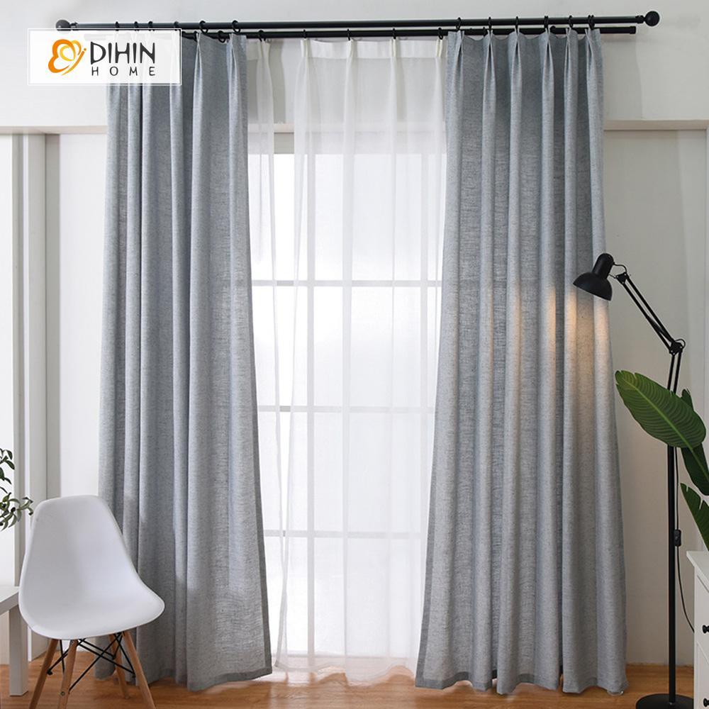 DIHINHOME Home Textile Sheer Curtain DIHIN HOME Grey ,Sheer Curtain,Blackout Grommet Window Curtain for Living Room ,52x63-inch,1 Panel