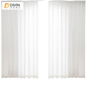 DIHINHOME Home Textile Sheer Curtain DIHIN HOME High Density Striped White Color,Grommet Window Sheer Curtain for Living Room ,52x63-inch,1 Panel