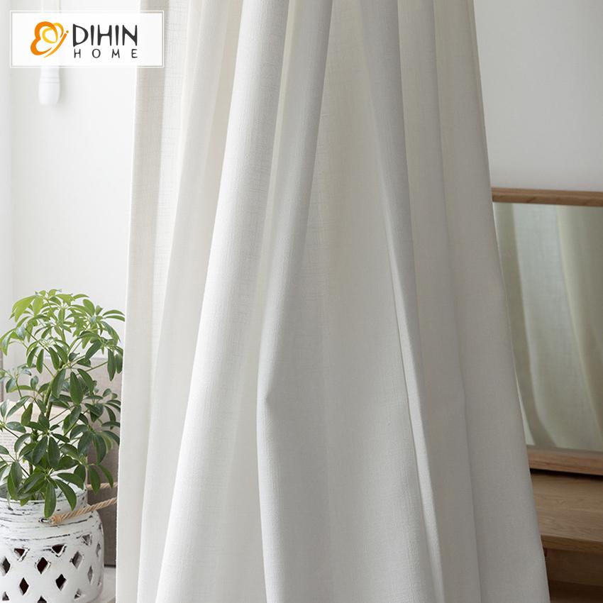 DIHIN HOME High Quality Milk White Sheer Curtain, Grommet Window Curtain for Living Room ,52x63-inch,1 Panel