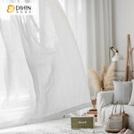 DIHIN HOME High Quality White Striped Sheer Curtain,Grommet Window Curtain for Living Room ,52x63-inch,1 Panel