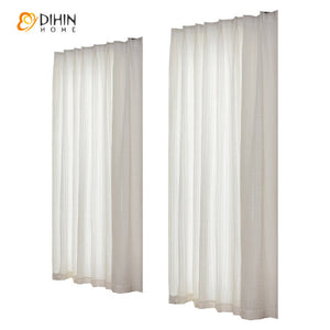 DIHINHOME Home Textile Sheer Curtain DIHIN HOME Japanese Solid Color Cotton Linen Thickening Sheer Curtains,Grommet Window Curtain for Living Room ,52x63-inch,1 Panel