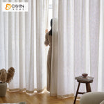 DIHINHOME Home Textile Sheer Curtain DIHIN HOME Japanese Style Cotton Linen Fabric,Grommet Window Sheer Curtain for Living Room ,52x63-inch,1 Panel
