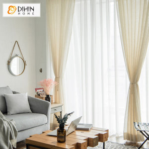 DIHINHOME Home Textile Sheer Curtain DIHIN HOME Japanese Style Linen Fabric,Sheer Curtain, Grommet Window Curtain for Living Room ,52x63-inch,1 Panel