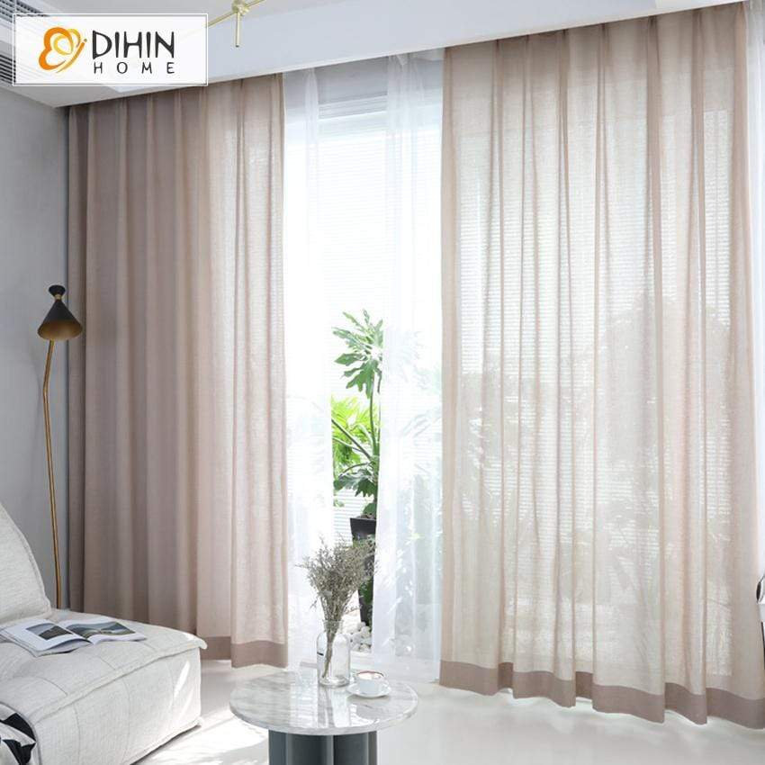 DIHINHOME Home Textile Sheer Curtain DIHIN HOME Light Coffee Printed Sheer Curtain,Blackout Grommet Window Curtain for Living Room ,52x63-inch,1 Panel