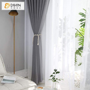 DIHINHOME Home Textile Sheer Curtain DIHIN HOME Light Grey Printed Sheer Curtain,Blackout Grommet Window Curtain for Living Room ,52x63-inch,1 Panel