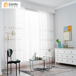 DIHINHOME Home Textile Sheer Curtain DIHIN HOME Little Swan Emboridered Sheer Curtain, Grommet Window Curtain for Living Room ,52x63-inch,1 Panelriped