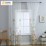 DIHINHOME Home Textile Sheer Curtain DIHIN HOME Luxury Flowers Emboridered,Sheer Curtain, Grommet Window Curtain for Living Room ,52x63-inch,1 Panel