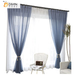 DIHINHOME Home Textile Sheer Curtain DIHIN HOME Modern Blue Folds Striped Sheer Curtains,Grommet Window Curtain for Living Room ,52x63-inch,1 Panel