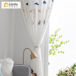 DIHINHOME Home Textile Sheer Curtain DIHIN HOME Modern Blue Hanging Lamp White Sheer Curtain,Grommet Window Curtain for Living Room ,52x63-inch,1 Panel