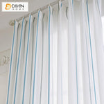 DIHIN HOME Modern Blue Striped Tulle ,Sheer Curtain, Grommet Window Curtain for Living Room ,52x63-inch,1 Panel