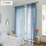 DIHINHOME Home Textile Sheer Curtain DIHIN HOME Modern Cotton Linen Blue Color,Sheer Curtain,Grommet Window Curtain for Living Room ,52x63-inch,1 Panel