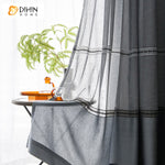 DIHIN HOME Modern Cotton Linen Light Grey Sheer Curtain,Grommet Window Curtain for Living Room,52x63-inch,1 Panel