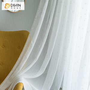 DIHIN HOME Modern Cotton Linen Sheer Curtain,Grommet Window Curtain for Living Room ,52x63-inch,1 Panel