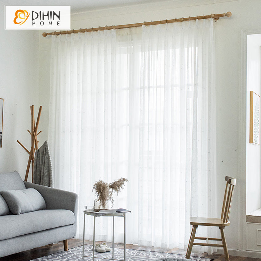 DIHINHOME Home Textile Sheer Curtain DIHIN HOME Modern Cotton Linen Sheer Curtain,Grommet Window Curtain for Living Room ,52x63-inch,1 Panel
