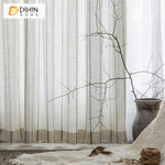 DIHINHOME Home Textile Sheer Curtain DIHIN HOME Modern Cotton Linen Striped,Sheer Curtain,Grommet Window Curtain for Living Room ,52x63-inch,1 Panel