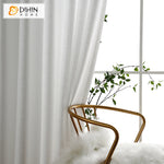 DIHINHOME Home Textile Sheer Curtain DIHIN HOME Modern Cotton Linen White Color,Grommet Window Sheer Curtain for Living Room ,52x63-inch,1 Panel