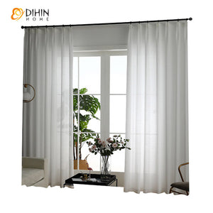 DIHINHOME Home Textile Sheer Curtain DIHIN HOME Modern Cotton Linen White Color,Grommet Window Sheer Curtain for Living Room ,52x63-inch,1 Panel