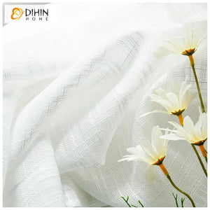 DIHINHOME Home Textile Sheer Curtain DIHIN HOME Modern Cotton Linen White Color,Sheer Curtain,Grommet Window Curtain for Living Room ,52x63-inch,1 Panel