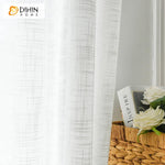 DIHINHOME Home Textile Sheer Curtain DIHIN HOME Modern Cotton Linen White Color,Sheer Curtain,Grommet Window Curtain for Living Room ,52x63-inch,1 Panel