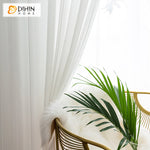 DIHINHOME Home Textile Sheer Curtain DIHIN HOME Modern Cotton Linen White Striped Sheer Curtain,Grommet Window Curtain for Living Room ,52x63-inch,1 Panel