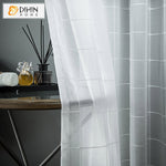 DIHINHOME Home Textile Sheer Curtain DIHIN HOME Modern Cotton Linen White Striped Sheer Curtain,Grommet Window Curtain for Living Room,52x63-inch,1 Panel